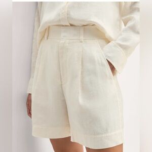 EVERLANE  womens 8 LINEN WAY HIGH Drape SHORTS 5" Inseam Cream Bone